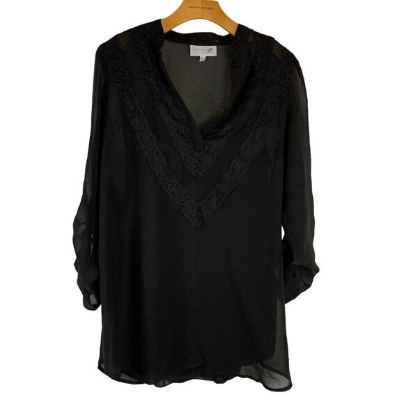 Jessica Simpson Women's size Large Maternity Black lace pullover blouse top - Picture 1 of 7